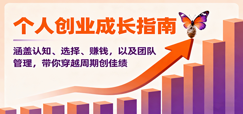 个人创业成长指南：涵盖认知、选择、赚钱，以及团队管理，带你穿越周期创佳绩