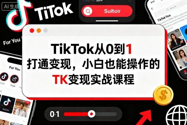 TikTok从0到1打通变现，小白也能操作的TK变现实战课程