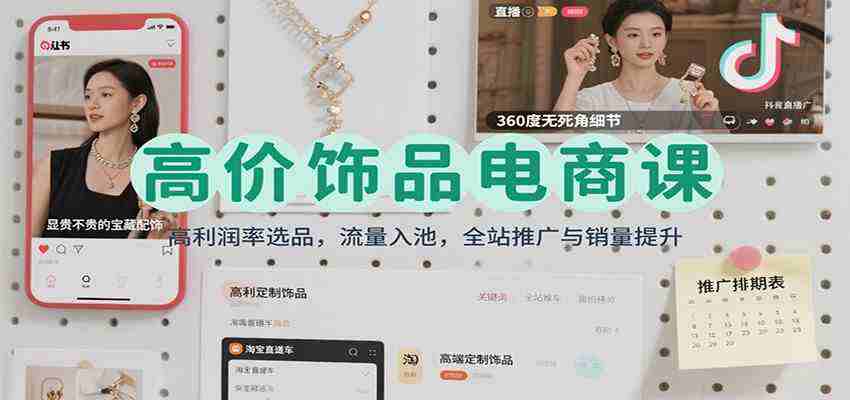 高价饰品电商课：高利润率选品，流量入池，全站推广与销量提升