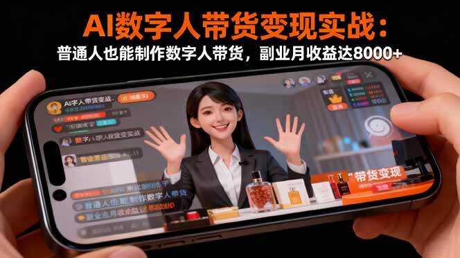 （16377期）AI数字人带货变现实战：普通人也能制作数字人带货，副业月收益达8000+
