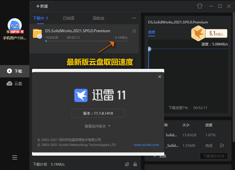 迅雷11 v12.4.7.3850绿色精简版