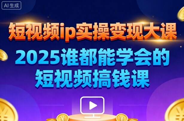 短视频ip实操变现大课，7月26-27日广州站线下课，2025谁都能学会的短视频搞钱课