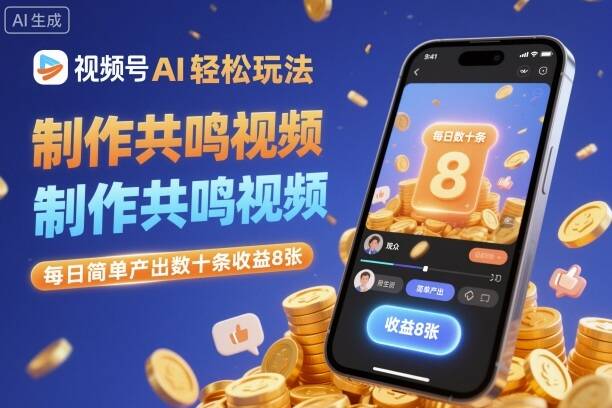 视频号AI轻松玩法，制作共鸣视频，每日简单产出数十条收益8张