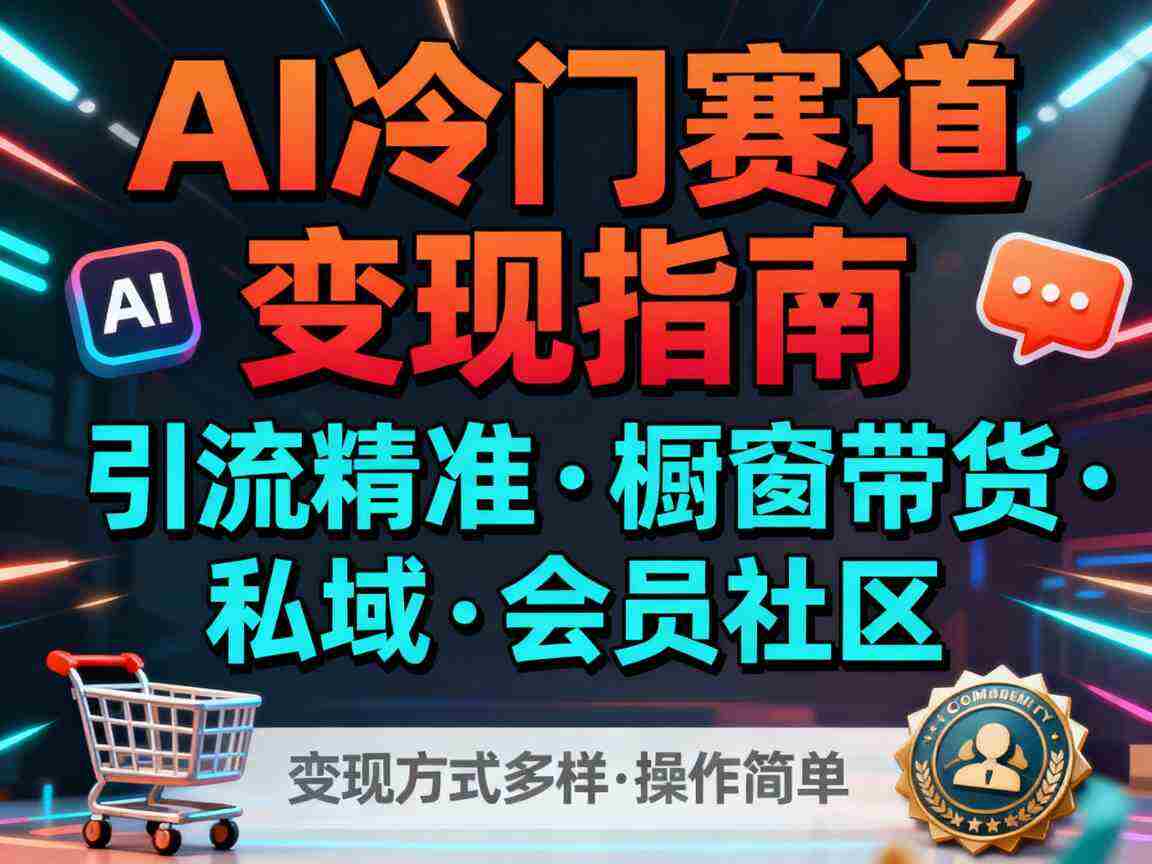 AI冷门赛道，引流精准，橱窗带货+私域+会员社区，变现方式多样，操作简单