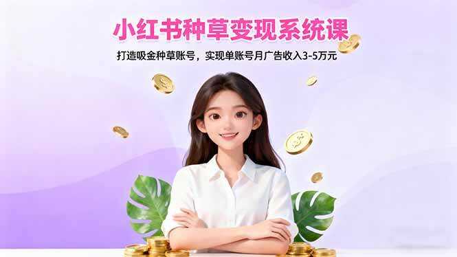 （16468期）小红书种草变现系统课：打造吸金种草账号，实现单账号月广告收入3-5万元