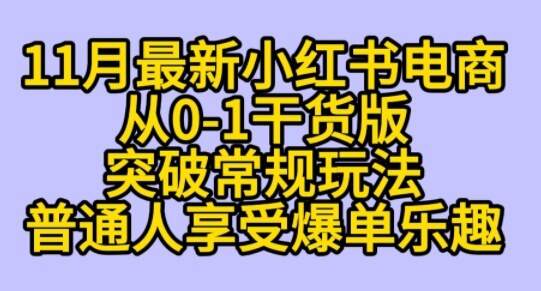 K总部落《11月小红书电商最新玩法从0-1突破平台流量》