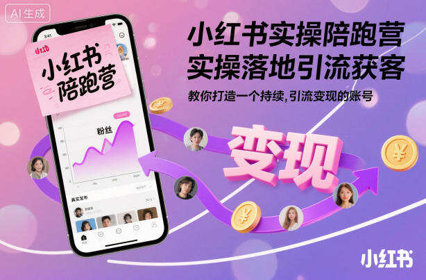小红书实操陪跑营，实操落地引流获客，教你打造一个持续引流变现的账号