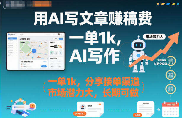 用AI写文章賺稿费，一单1k，分享接单渠道，市场潜力大，长期可做