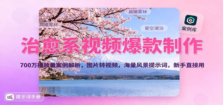 治愈系视频爆款制作，700万播放量案例解析，图片转视频，海量风景提示词，新手直接用