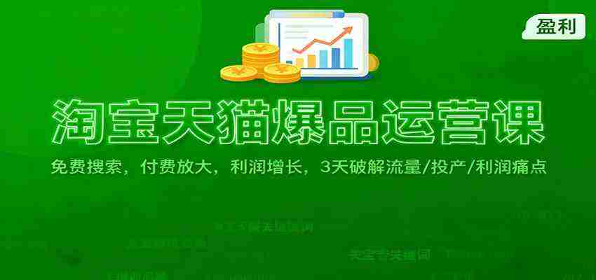 淘宝天猫爆品运营课：免费搜索，付费放大，利润增长，3 天破解流量/ 投产/利润痛点