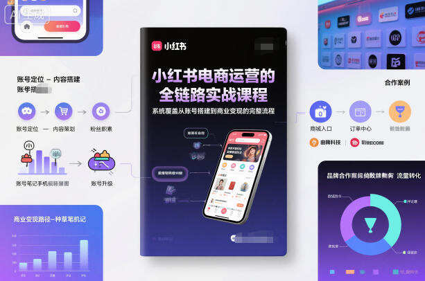 小红书电商运营的全链路实战课程，系统覆盖从账号搭建到商业变现的完整流程
