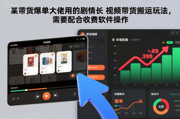某带货爆单大佬用的剧情长视频带货搬运玩法，需要配合收费软件操作