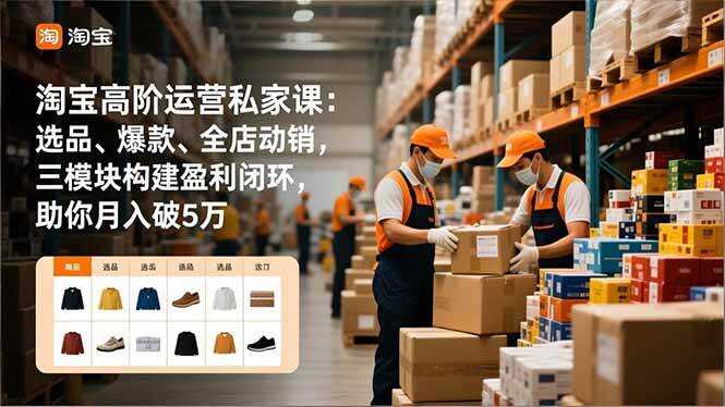 （16865期）淘宝高阶运营私家课：选品、爆款、全店动销，三模块构建盈利闭环，助你月入破5万