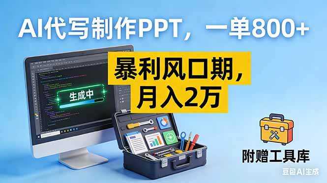 （16967期）AI代写制作PPT，一单800+， 暴利风口期，月入2万【附工具】