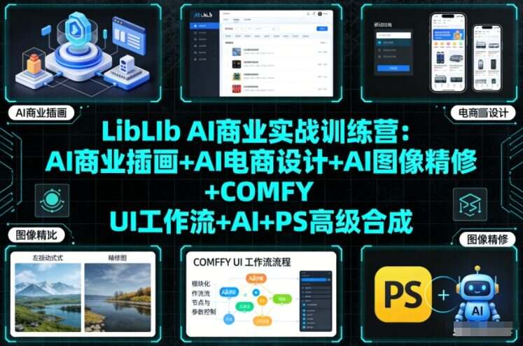 LibLIb AI商业实战训练营：AI商业插画+AI电商设计+AI图像精修+COMFY UI工作流+AI+PS高级合成