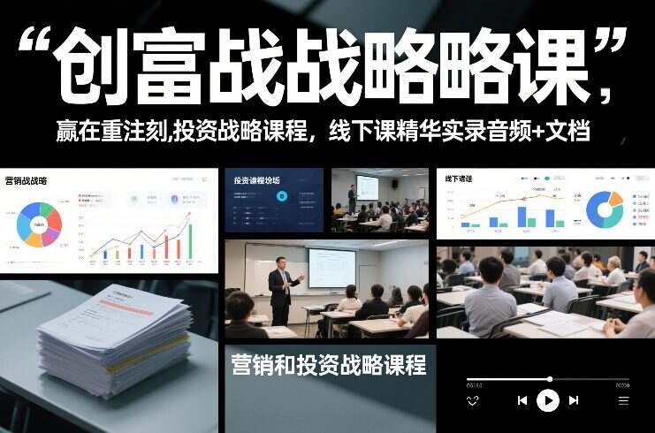 创富战略课，赢在重注时刻，营销和投资战略课程，线下课精华实录音频+文档
