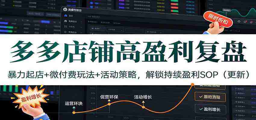 多多店铺高盈利复盘：暴力起店+微付费玩法+活动策略，解锁持续盈利SOP（更新）