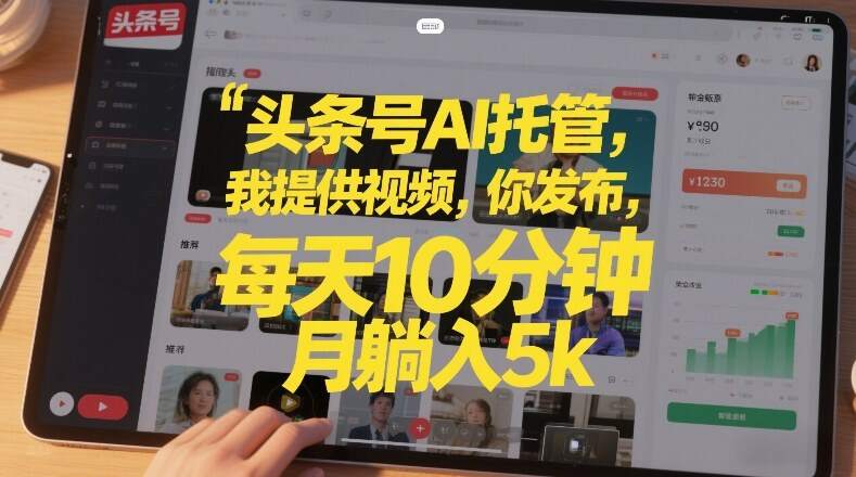 头条号AI托管，我提供视频，你发布，每天10分钟，月躺入5k+【揭秘】