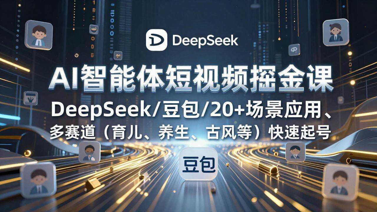 （17365期）AI智能体短视频掘金课，DeepSeek/豆包/20+场景应用、多赛道（育儿、养生、古风等）快速起号