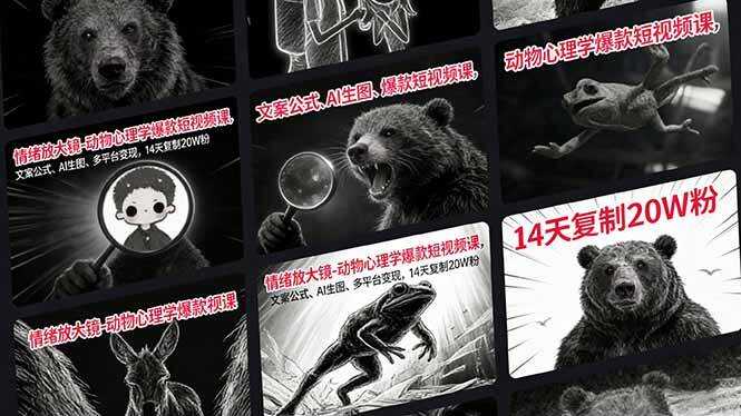 （17376期）情绪放大镜-动物心理学爆款短视频课，文案公式、AI生图、多平台变现，14天复制20W粉