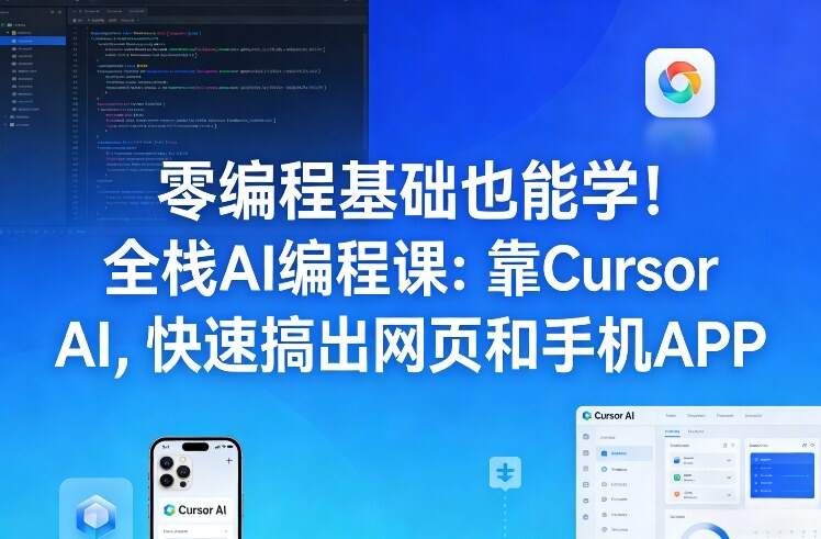 零编程基础也能学！全栈AI编程课：靠Cursor AI，快速搞出网页和手机APP